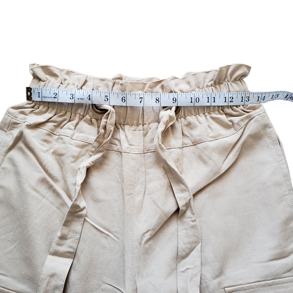 Anthropologie En Saison Taupe Linen Blend Tie Waist Cargo Pants - Picture 8 of 8